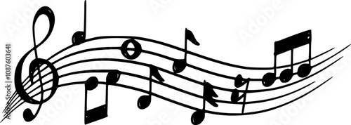 Music note design element in doodle style