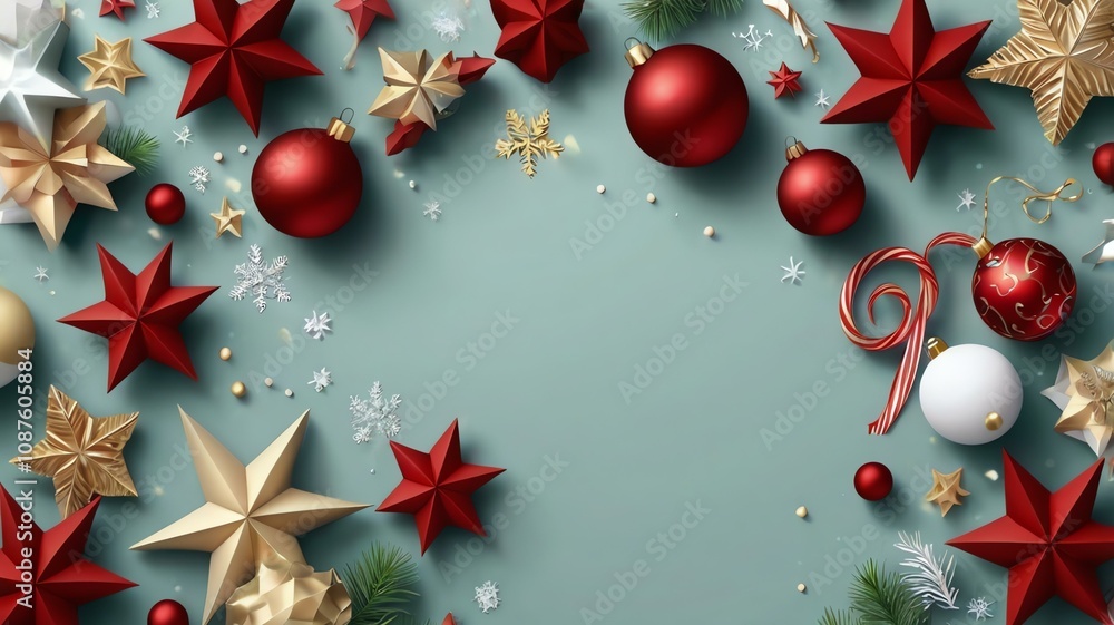 Realistic 8K HD Christmas banner with 3D star, perfect for social media and greeting cards. Realistic 8K HD Christmas banner with 3D star, perfect for social media and greeting cards.