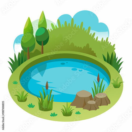 Water pond vector illustration