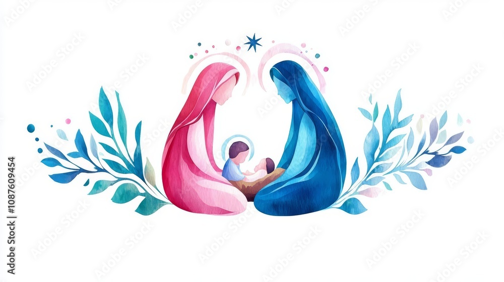 Obraz premium Illustration of motherhood with loving figures.