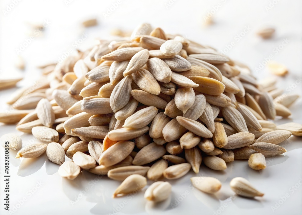 Obraz premium Peeled Sunflower Seeds Isolated on White Background for Culinary Use and Healthy Snacking