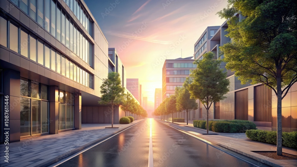 Quiet Urban Dawn: Minimalist Photography of Modern Architecture in Soft Pink Light