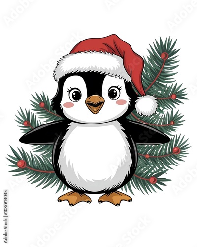 christmas penguin illustration