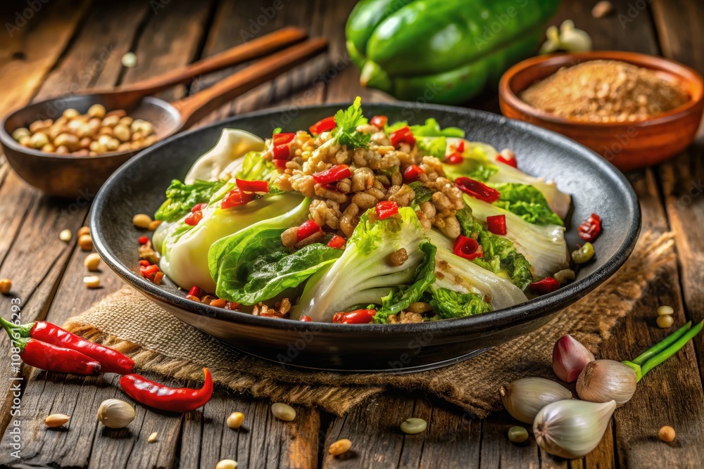Stir-Fried Chinese Cabbage with Chili Flakes and Peanuts - A Culinary Delight Stir-Fried Chinese Cabbage with Chili Flakes and Peanuts - A Culinary Delight