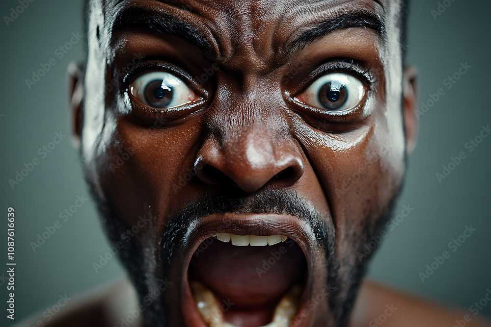 A shocking human face, capturing intense emotion with exaggerated features and dynamic expressions A shocking human face, capturing intense emotion with exaggerated features and dynamic expressions