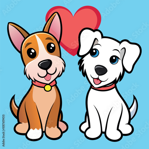 Loving Dogs with a Heart Between Them