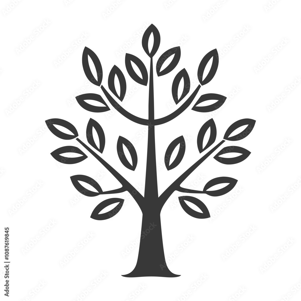 Simple Stylized Black Tree with Rounded Leaves Simple Stylized Black Tree with Rounded Leaves
