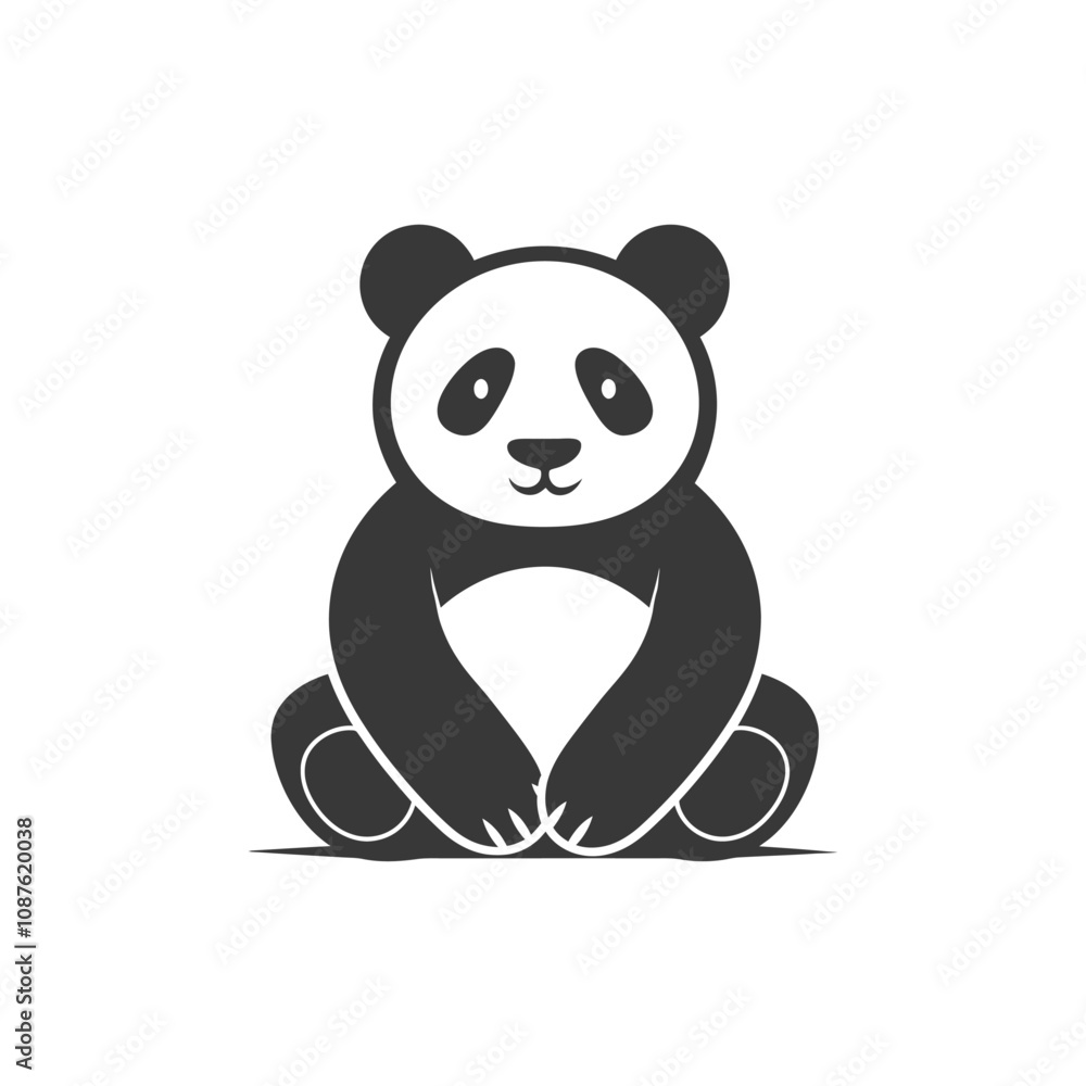 Fototapeta premium Sitting Panda Bear with Black and White Fur