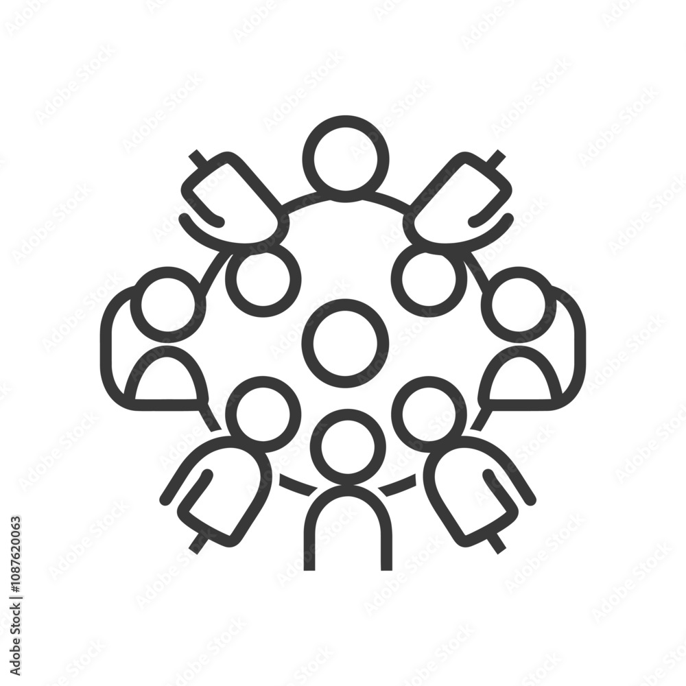 Six People in a Circle Connected by Lines Six People in a Circle Connected by Lines