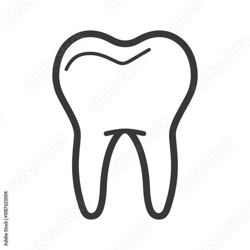 Single Tooth Outline Icon Illustration
