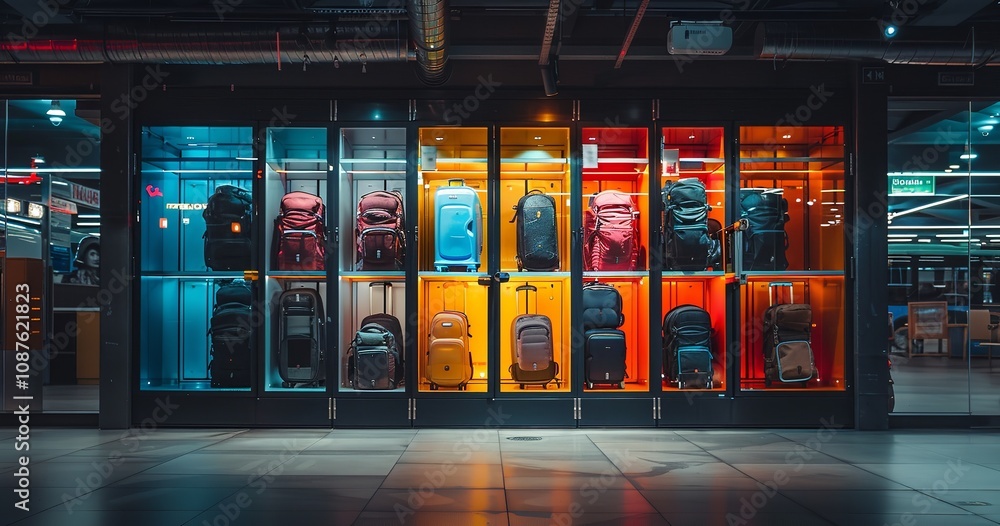 Bright Scene of a Locker Room at a Bus Stop, Generative Ai. Bright Scene of a Locker Room at a Bus Stop, Generative Ai.