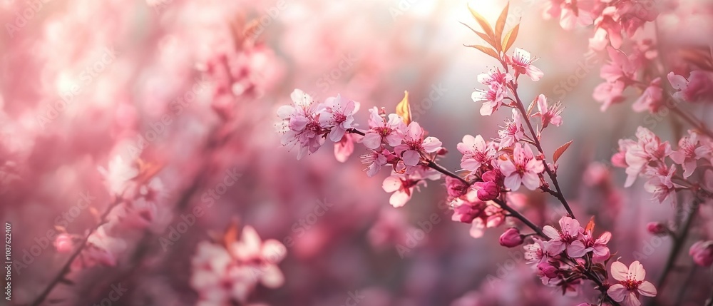 Beautiful pink cherry blossoms in full bloom Beautiful pink cherry blossoms in full bloom