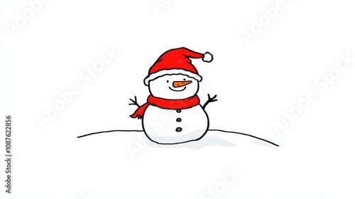 snowman with hat on white bacjground photo