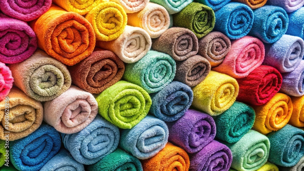 Vibrant Rolled Towels for Home Spa Decor and Relaxation Vibrant Rolled Towels for Home Spa Decor and Relaxation