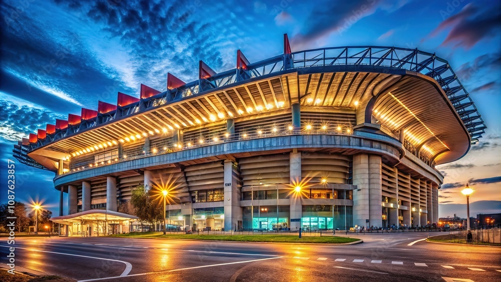 Obraz premium San Siro hosts Inter-Juventus, 2024 Italian title showdown.