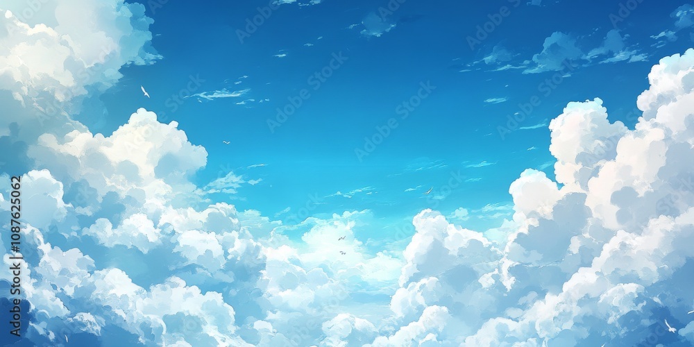 Vibrant blue sky adorned with fluffy clouds creates a serene atmosphere. The stunning blue sky and clouds offer a picturesque view that captivates the imagination and inspires tranquility. Vibrant blue sky adorned with fluffy clouds creates a serene atmosphere. The stunning blue sky and clouds offer a picturesque view that captivates the imagination and inspires tranquility.