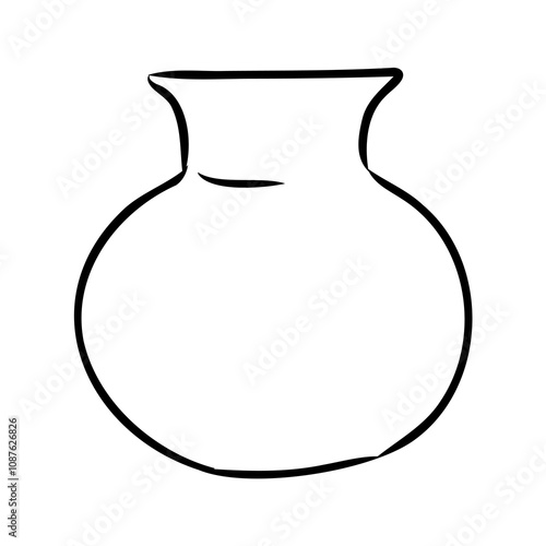 Hand drawn vase in sketch style for engraving isolated on white background
