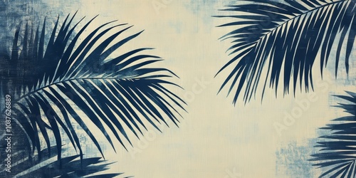Silhouetted palm tree leaves on cotton fabric create a striking visual, showcasing the beauty of palm tree leaves against the textured backdrop of cotton. Perfect for nature inspired designs.