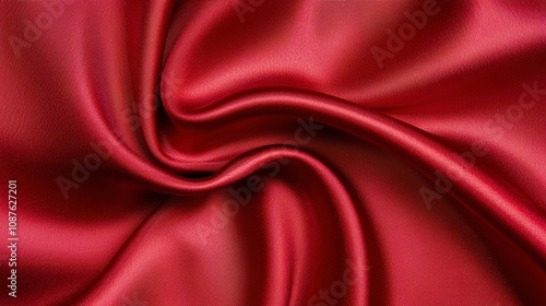 Luxurious red satin fabric with smooth texture and elegant appearance photo