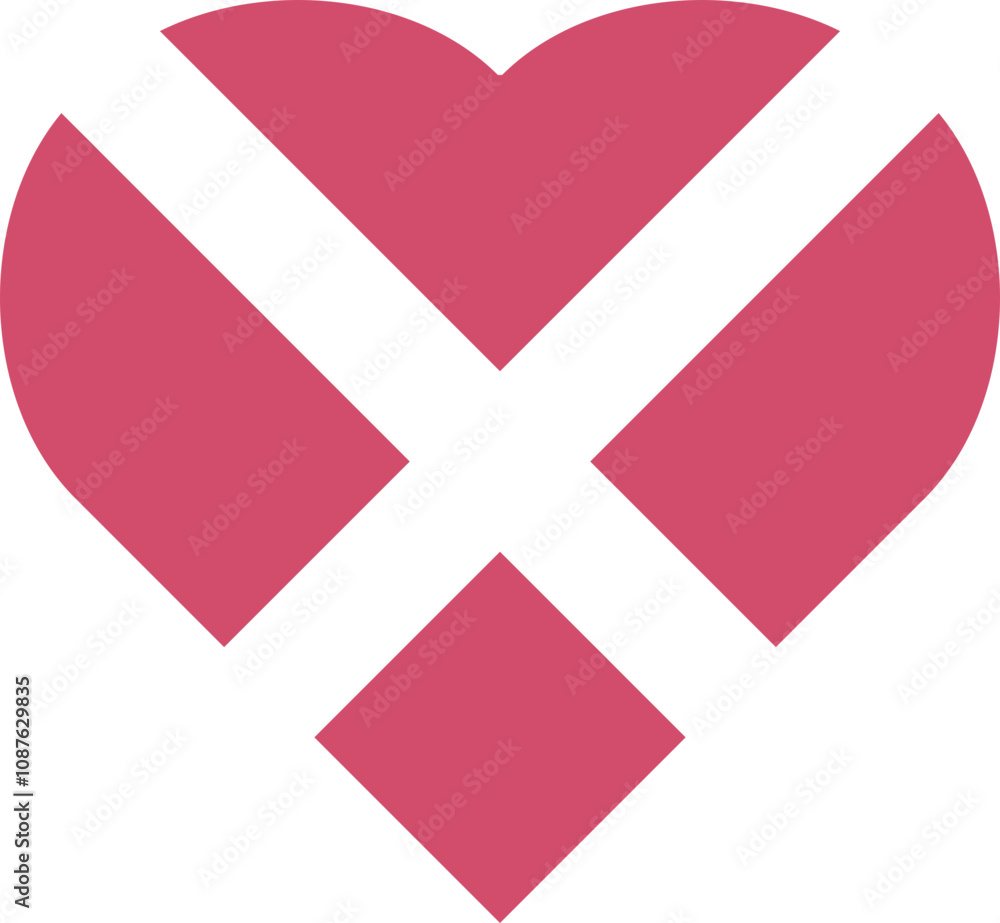 Obraz premium Heart icon divided into an x