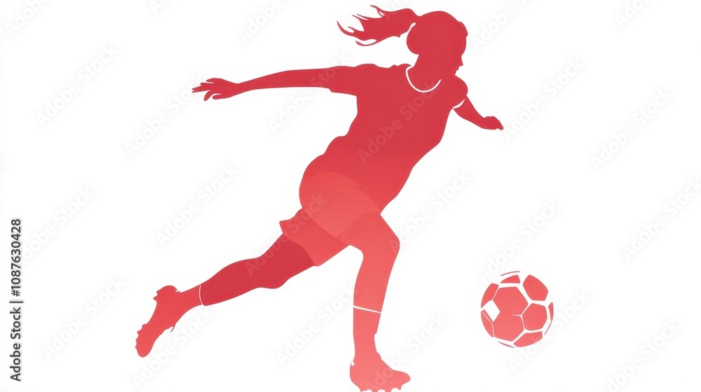 Obraz premium red illustration of a soccer player kicking a ball