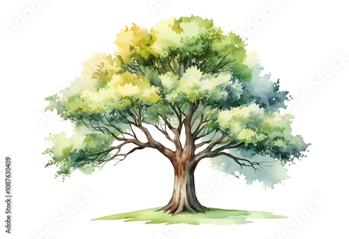 green tree isolated on white stock illastration design photo