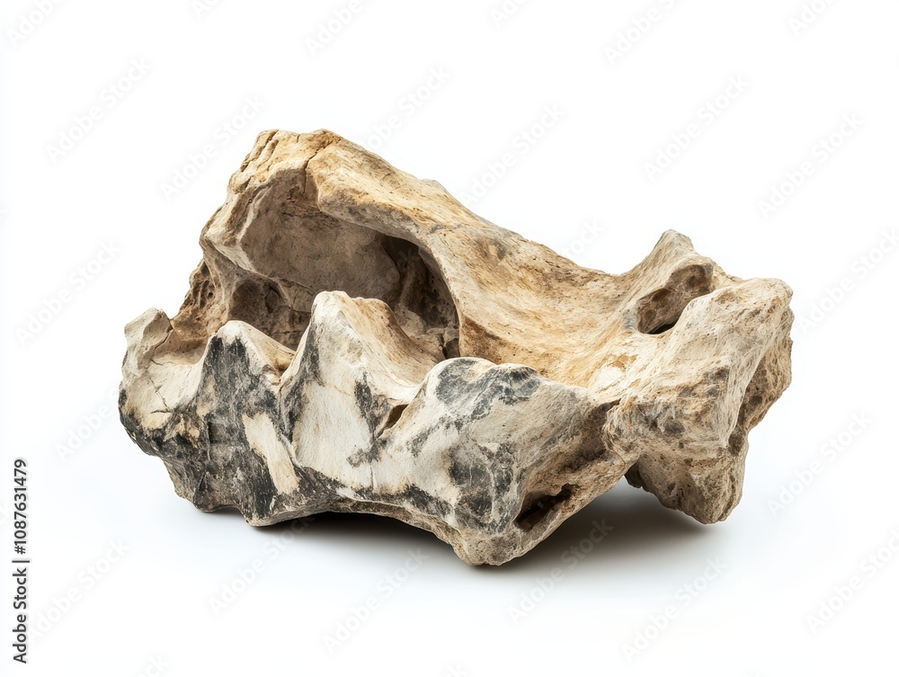 A natural stone sculpture showcasing unique textures and patterns, white isolate background. A natural stone sculpture showcasing unique textures and patterns, white isolate background.