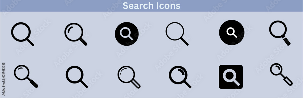 Magnifying glass icon set. Search icons. Loupe. Vector isolated illustration. Search icon set silhouette color vector Art image illustration Magnifying glass icon set. Search icons. Loupe. Vector isolated illustration. Search icon set silhouette color vector Art image illustration