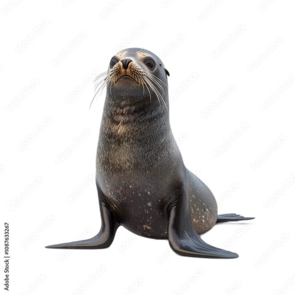 Naklejka premium Playful Seal on Pristine Surface