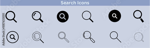Magnifying glass icon set. Search icons. Loupe. Vector isolated illustration. Search icon set silhouette color vector Art image illustration