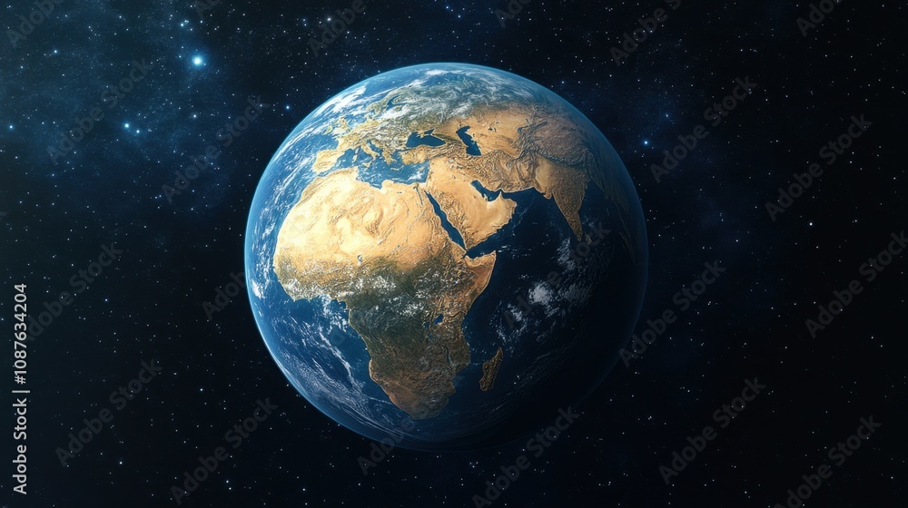 Fototapeta premium Earth view from space planetary observation digital art outer space aerial perspective environmental awareness