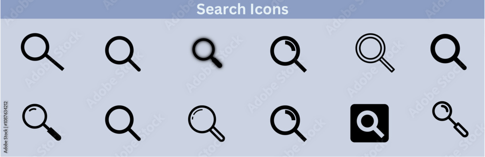 Magnifying glass icon set. Search icons. Loupe. Vector isolated illustration. Search icon set silhouette color vector Art image illustration Magnifying glass icon set. Search icons. Loupe. Vector isolated illustration. Search icon set silhouette color vector Art image illustration