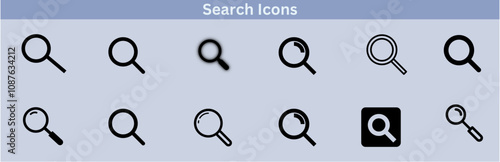 Magnifying glass icon set. Search icons. Loupe. Vector isolated illustration. Search icon set silhouette color vector Art image illustration