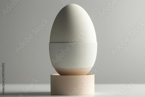 A sustainable packaging design that mimics the protective layers of an egg, emphasizing strength and eco-friendliness. photo