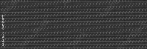 Abstract Black and White Structural Brick Wall. Seamless Geometric Pattern. Solid Stone Surface. Raster. 3D Illustration