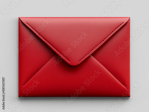 Luxury Red Leather Envelope Close-Up Shot photo