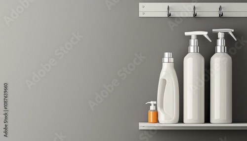 Envision an empty utility closet with wallmounted hooks, adjustable shelving, and space for cleaning supplies photo