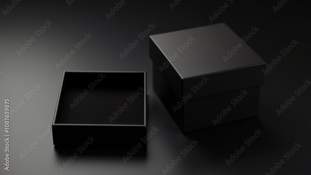 A premium magnetic storage box mockup showcasing an elegant matte black design with subtle lighting.