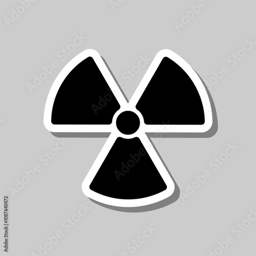 Radiation simple icon vector. Flat design. Sticker with shadow on gray background