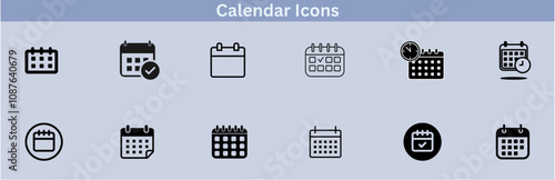 Calendar icons set: Line and glyph calendar set, timetable, schedule, meeting, appointment outline icon collection. Thin outline icons pack.