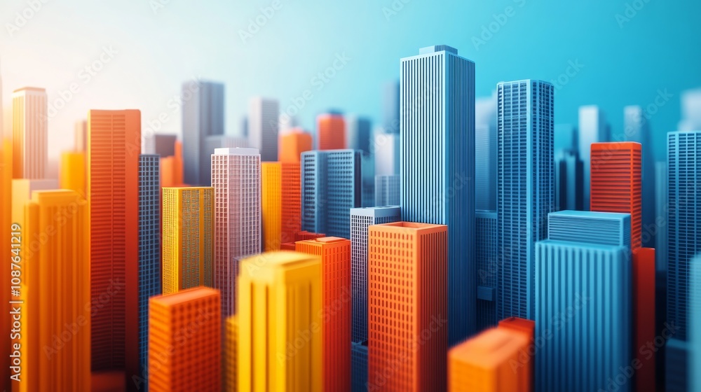 Colorful stylized cityscape, modern architecture, urban landscape, buildings, skyline. Colorful stylized cityscape, modern architecture, urban landscape, buildings, skyline.