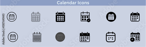 Calendar icons set: Line and glyph calendar set, timetable, schedule, meeting, appointment outline icon collection. Thin outline icons pack.