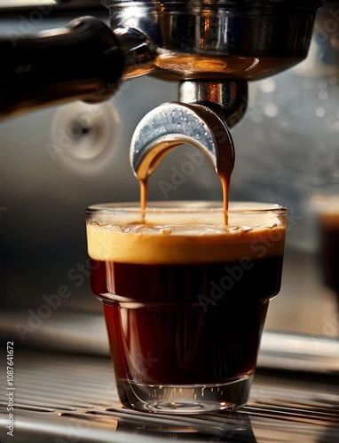 Freshly brewed coffee flows into a glass during a morning ritual at a local café