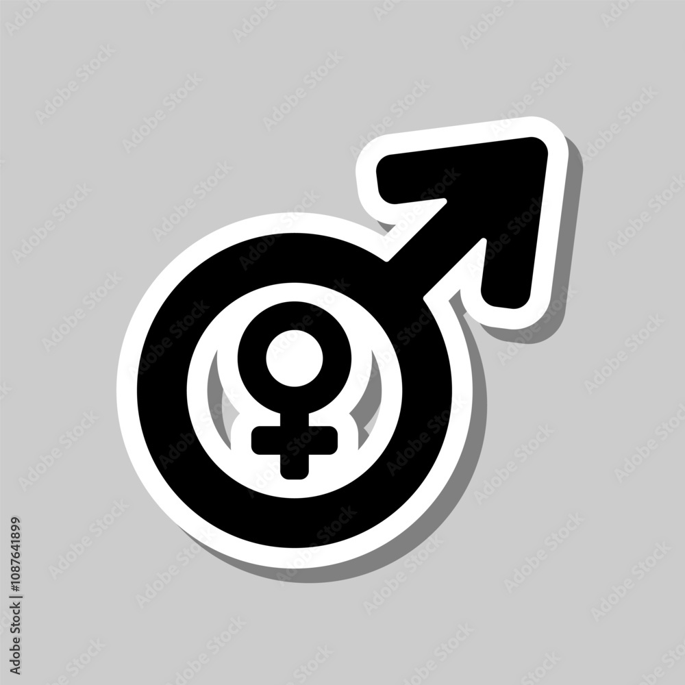 Male simple icon vector. Flat design. Sticker with shadow on gray background Male simple icon vector. Flat design. Sticker with shadow on gray background