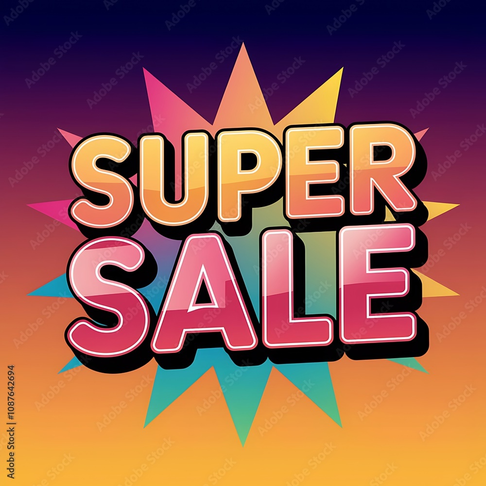 Fototapeta premium Super Sale Announcement Bold Colorful Design
