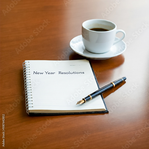 New Year Resolutions Notebook with Coffee and Pen-5