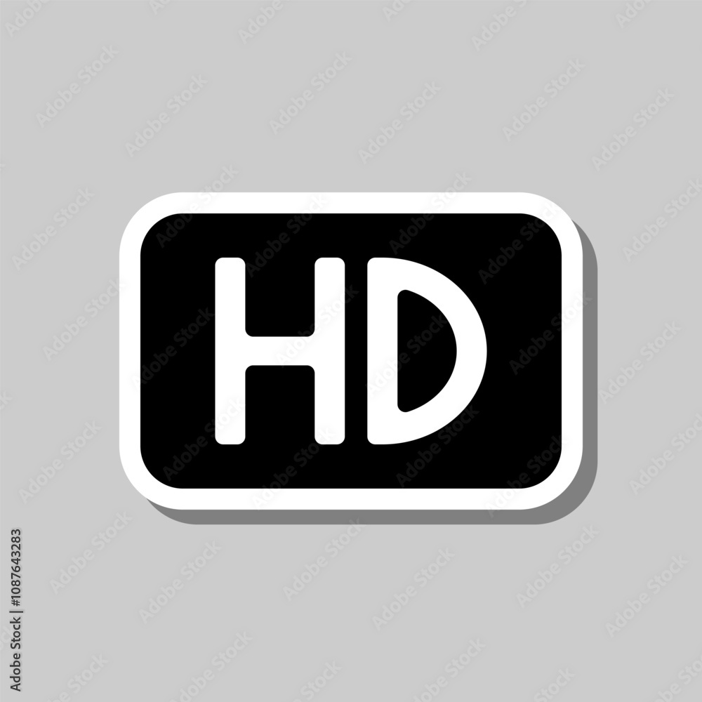 HD simple icon vector. Flat design. Sticker with shadow on gray background HD simple icon vector. Flat design. Sticker with shadow on gray background