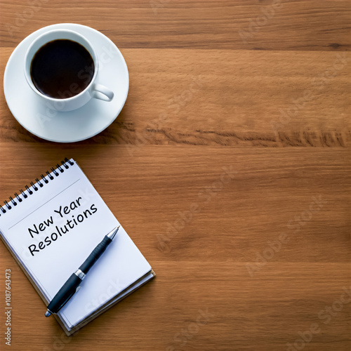 New Year Resolutions Notebook with Coffee and Pen-9