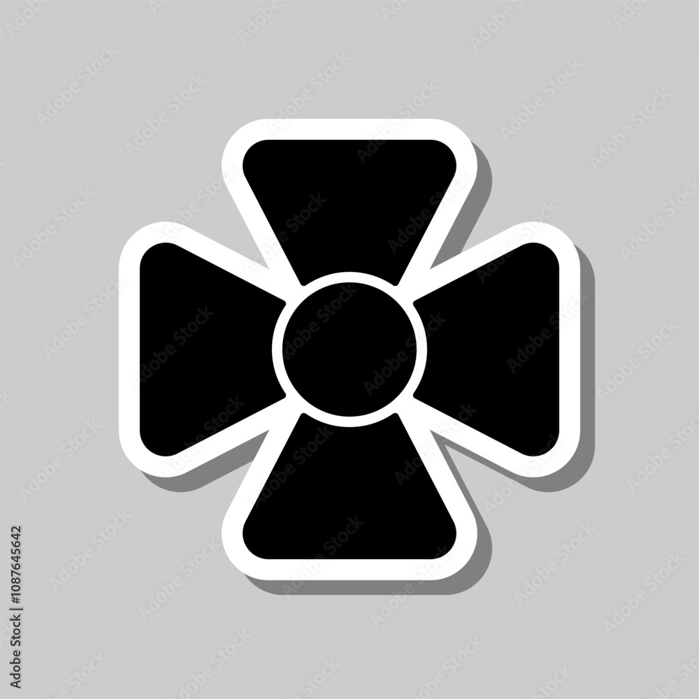 Cross simple icon, vector. Flat design. Sticker with shadow on gray background Cross simple icon, vector. Flat design. Sticker with shadow on gray background