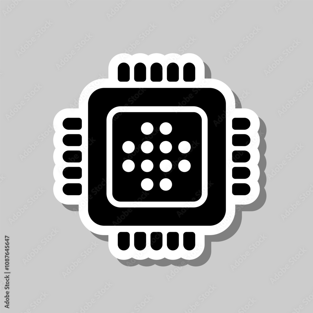 CPU simple icon vector. Flat design. Sticker with shadow on gray background CPU simple icon vector. Flat design. Sticker with shadow on gray background